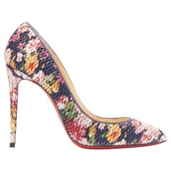 new CHRISTIAN LOUBOUTIN navy floral quilted pigalle pump EU38