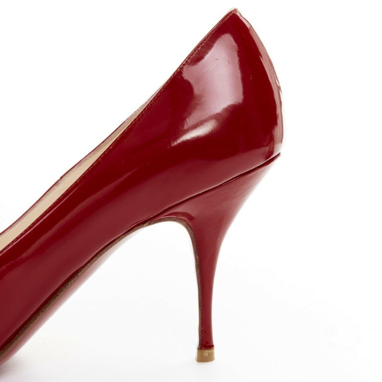 new CHRISTIAN LOUBOUTIN New Piaf 85 Cerise red patent leather pointy ...