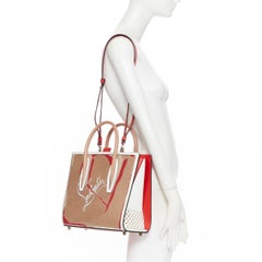 new CHRISTIAN LOUBOUTIN Paloma Kraft PVC laminated paper bag medium satchel bag