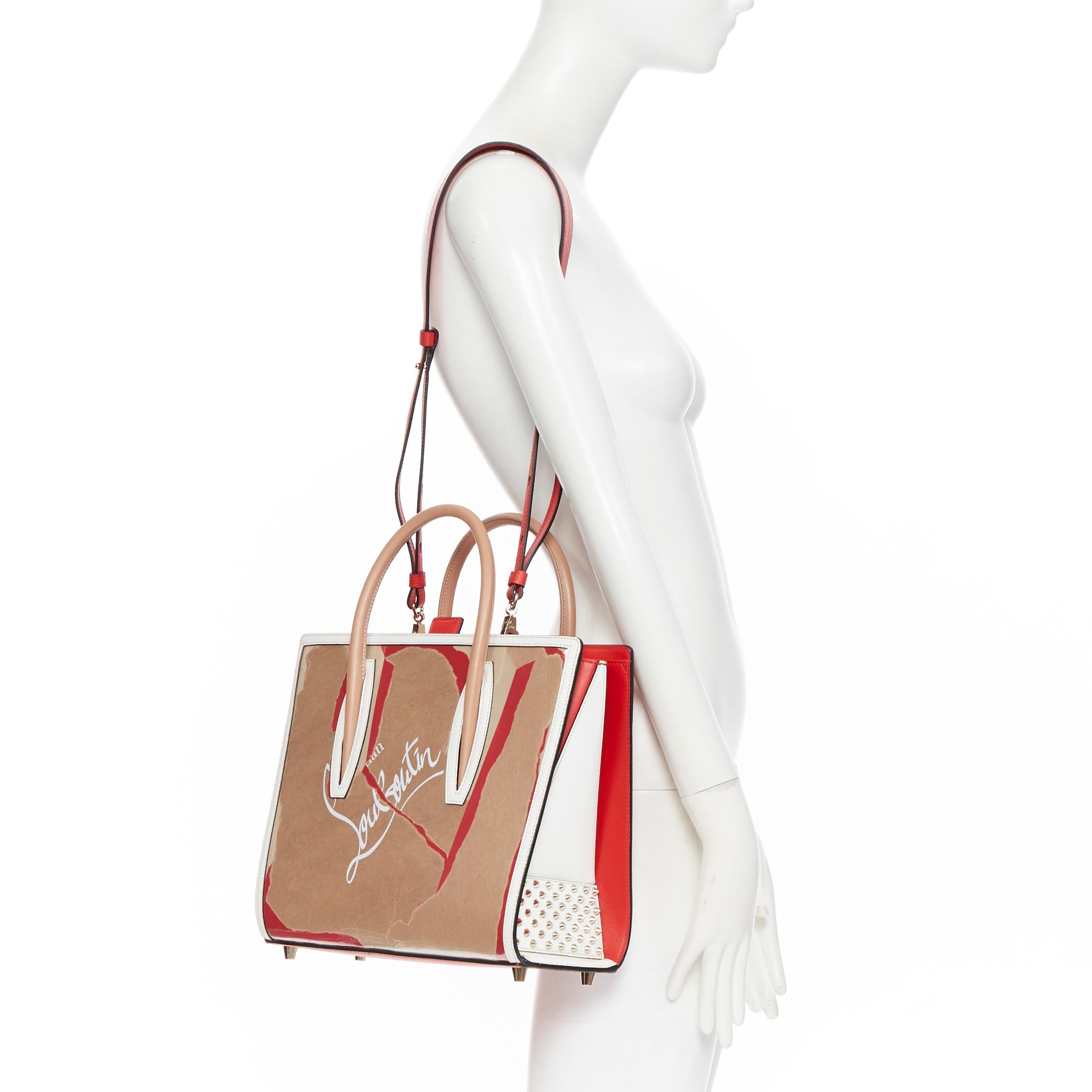new CHRISTIAN LOUBOUTIN Paloma Kraft PVC paper bag craft medium satchel tote bag
Brand: Christian Louboutin
Designer: Christian Louboutin
Model Name / Style: Paloma
Material: PVC
Color: Brown
Pattern: Abstract
Extra Detail: Laminated Christian