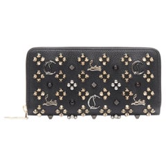 new CHRISTIAN LOUBOUTIN Panettone black CL crest spike stud continental wallet