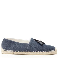 new CHRISTIAN LOUBOUTIN Papiougomme blue denim stud tassel espadrille shoes EU42