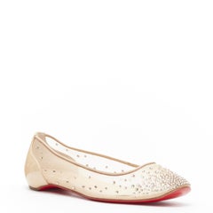 new CHRISTIAN LOUBOUTIN Patinotte Strass crystal embellished nude flats EU37.5
