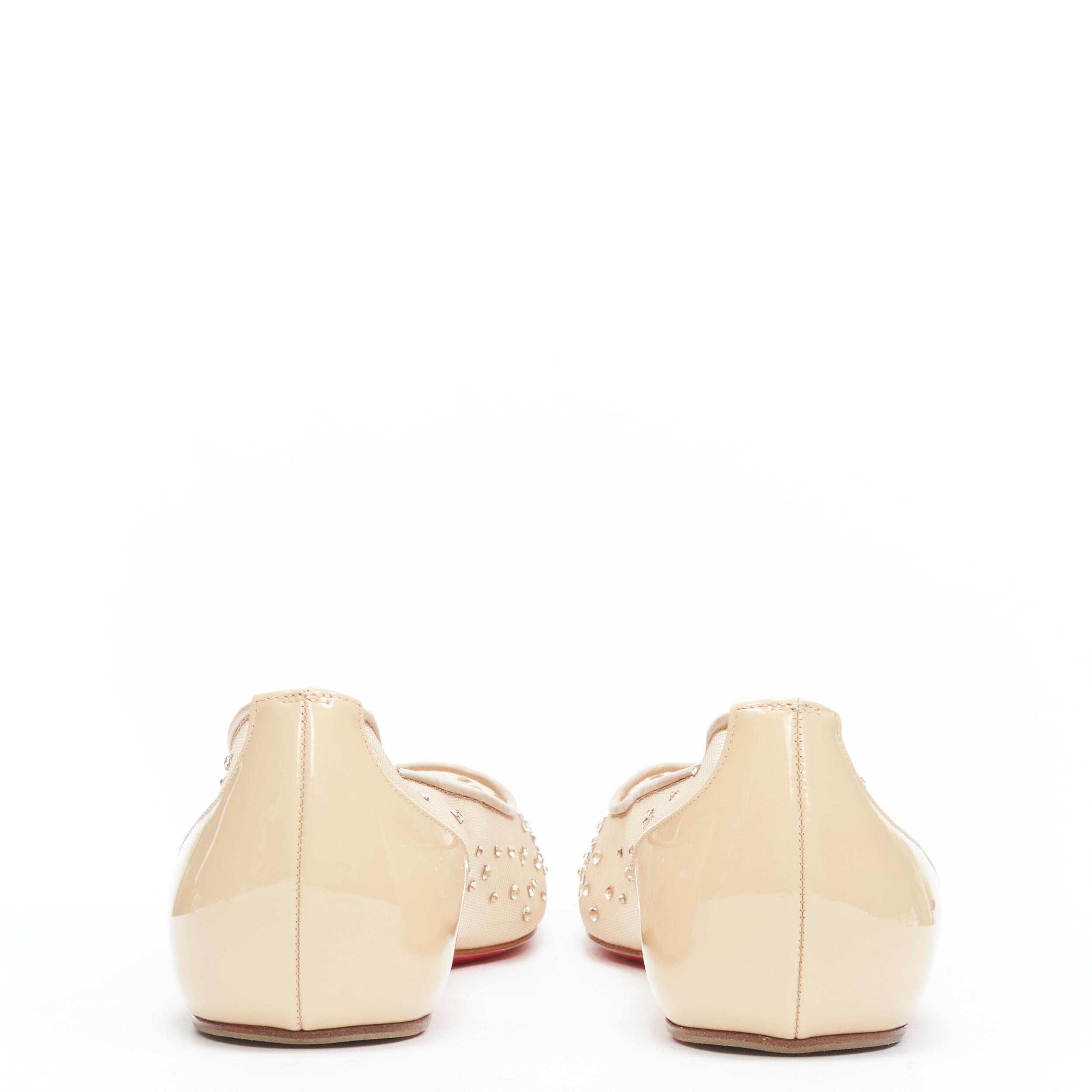 Beige new CHRISTIAN LOUBOUTIN Patinotte Strass crystal embellished nude flats EU37.5