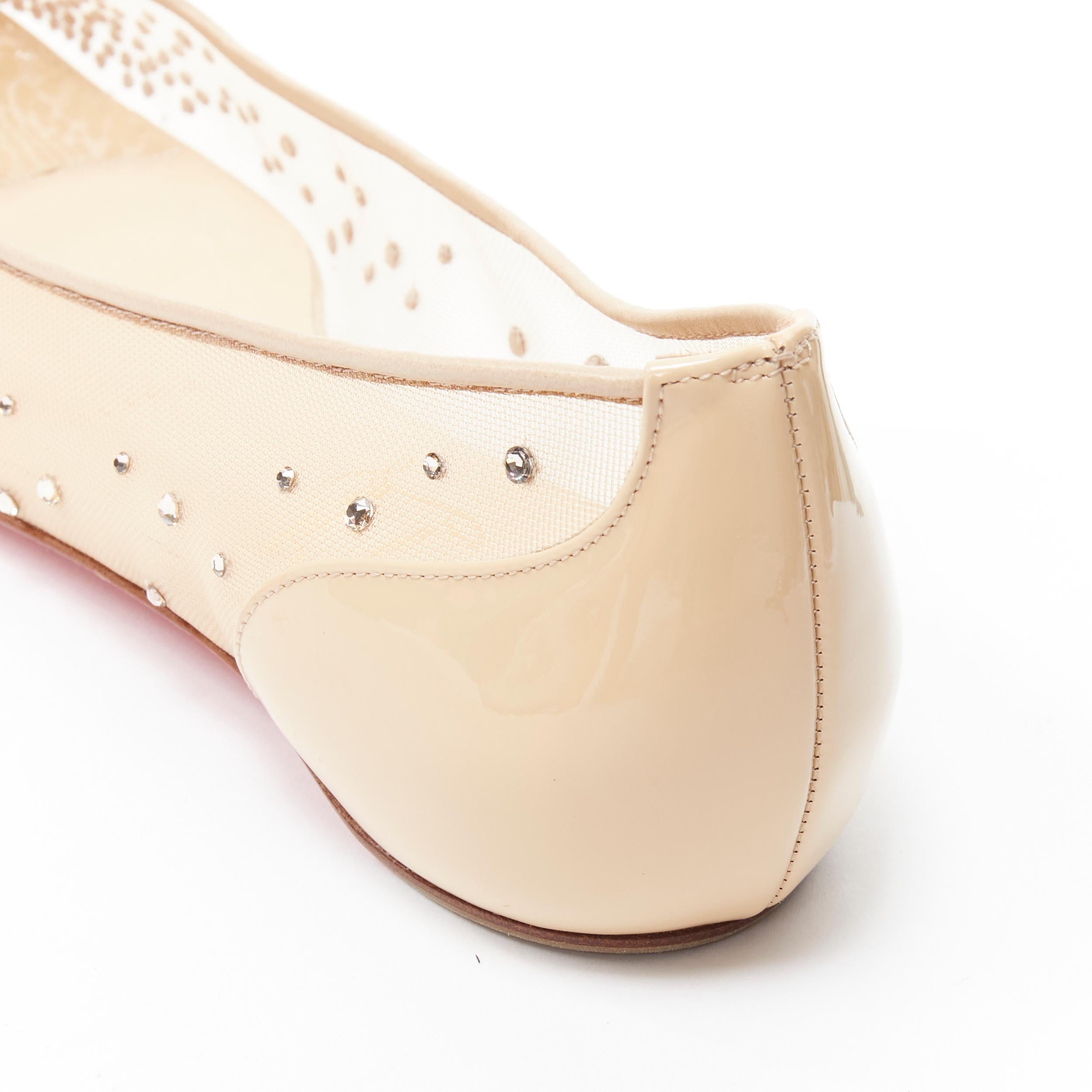 new CHRISTIAN LOUBOUTIN Patinotte Strass crystal embellished nude flats EU37.5 3