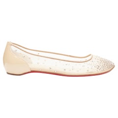 new CHRISTIAN LOUBOUTIN Patinotte Strass crystal embellished nude flats EU37.5