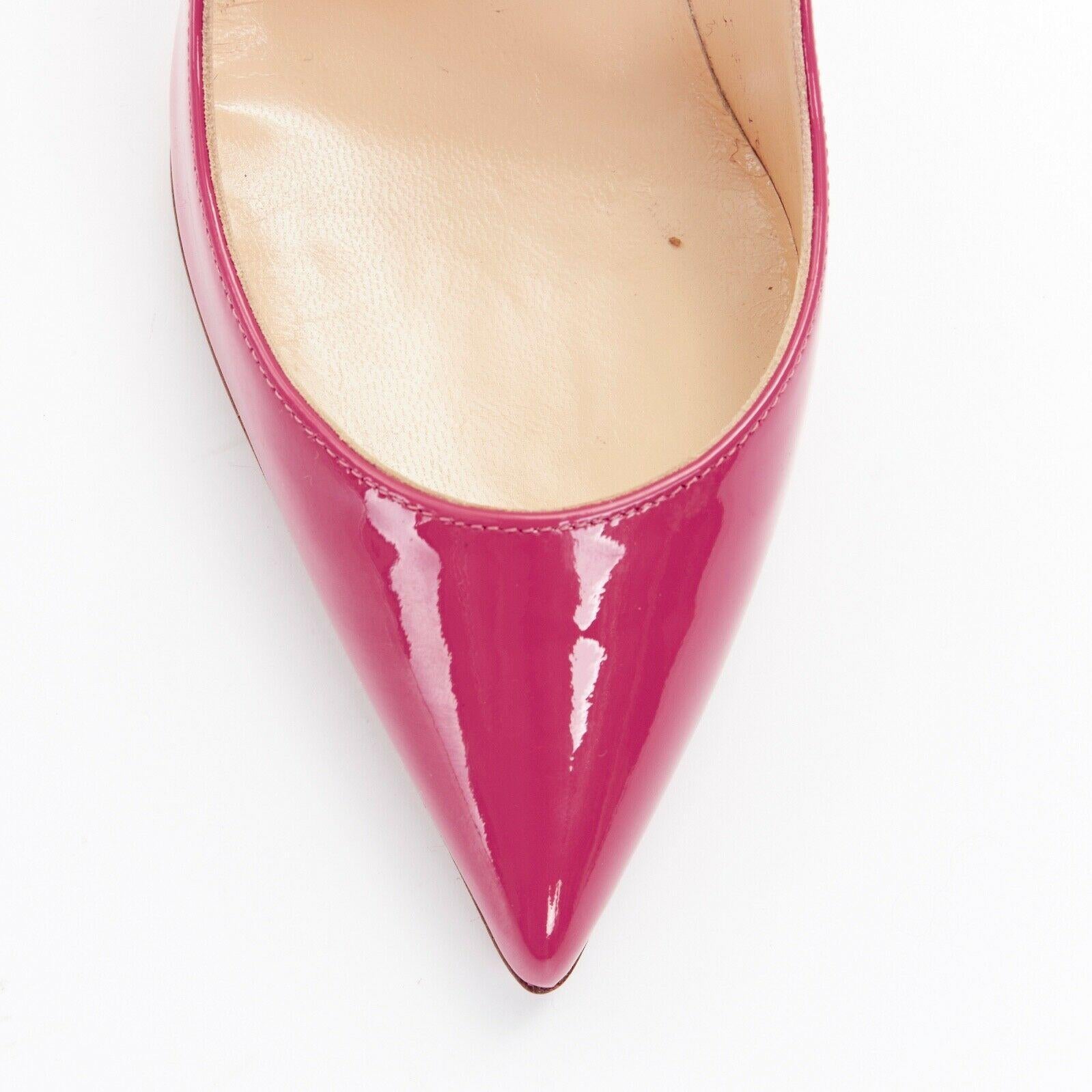 new CHRISTIAN LOUBOUTIN Pigalle Follies 100 pink patent pointed toe pumps EU37 2