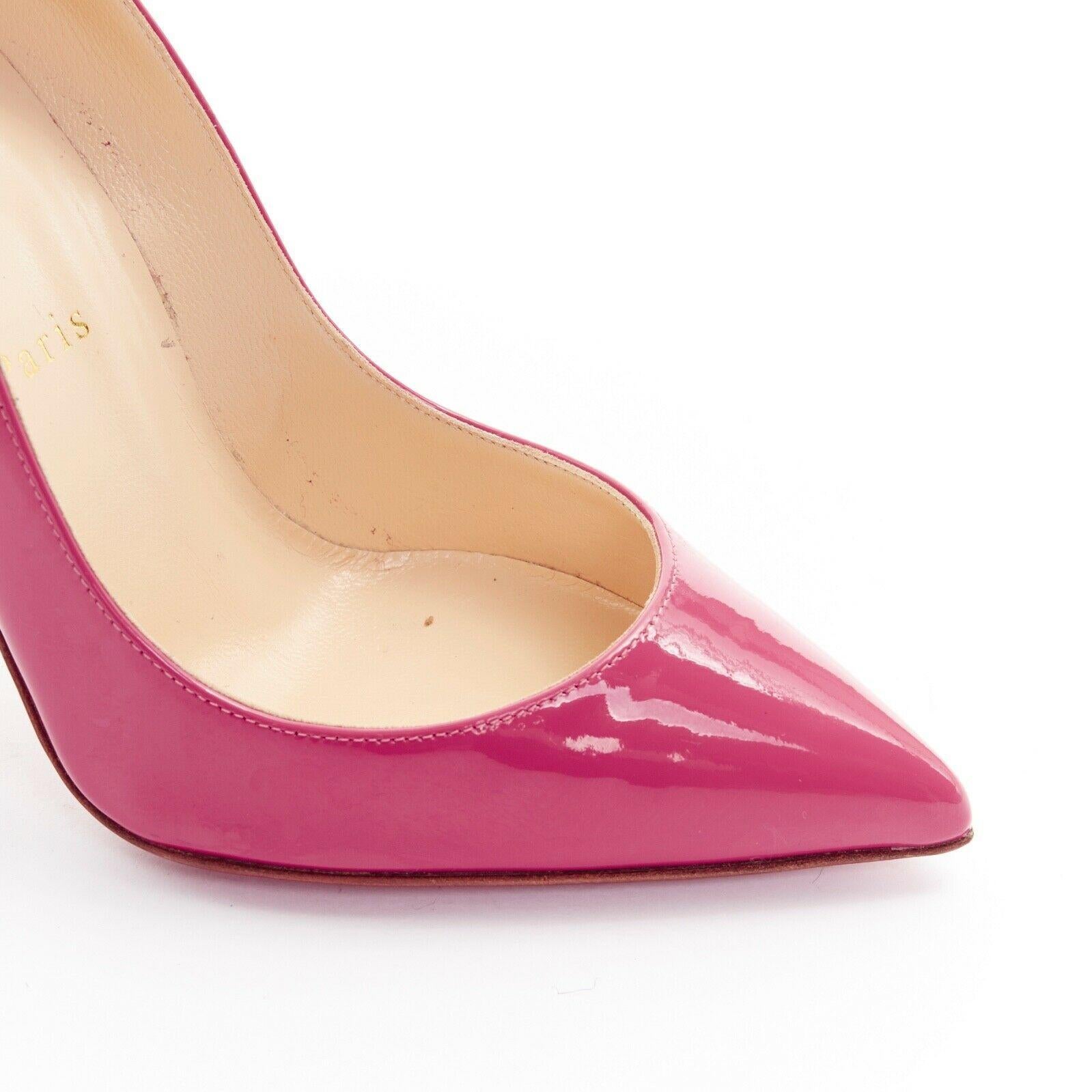 new CHRISTIAN LOUBOUTIN Pigalle Follies 100 pink patent pointed toe pumps EU37 3