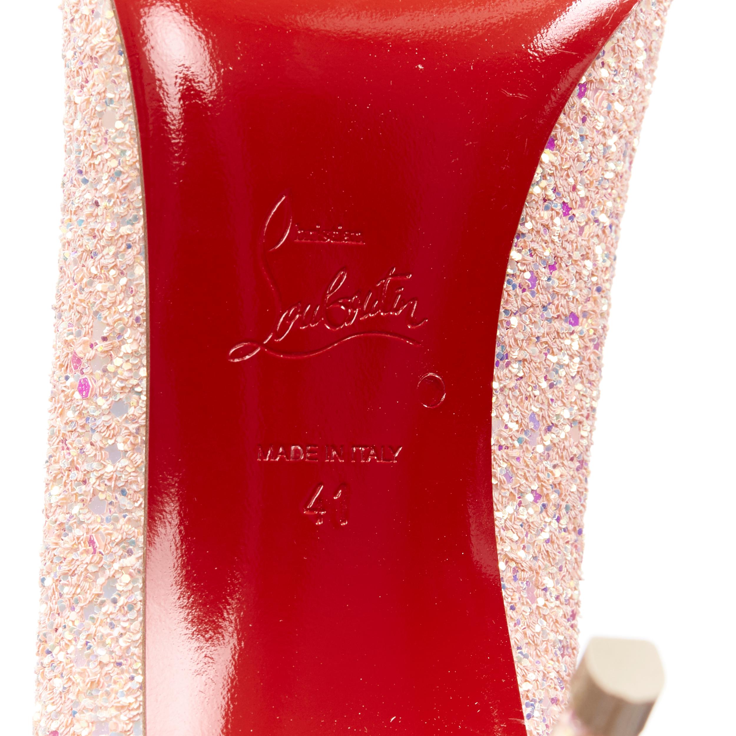 new CHRISTIAN LOUBOUTIN Pigalle Follies 85 iridescent peach glitter pump EU41 2
