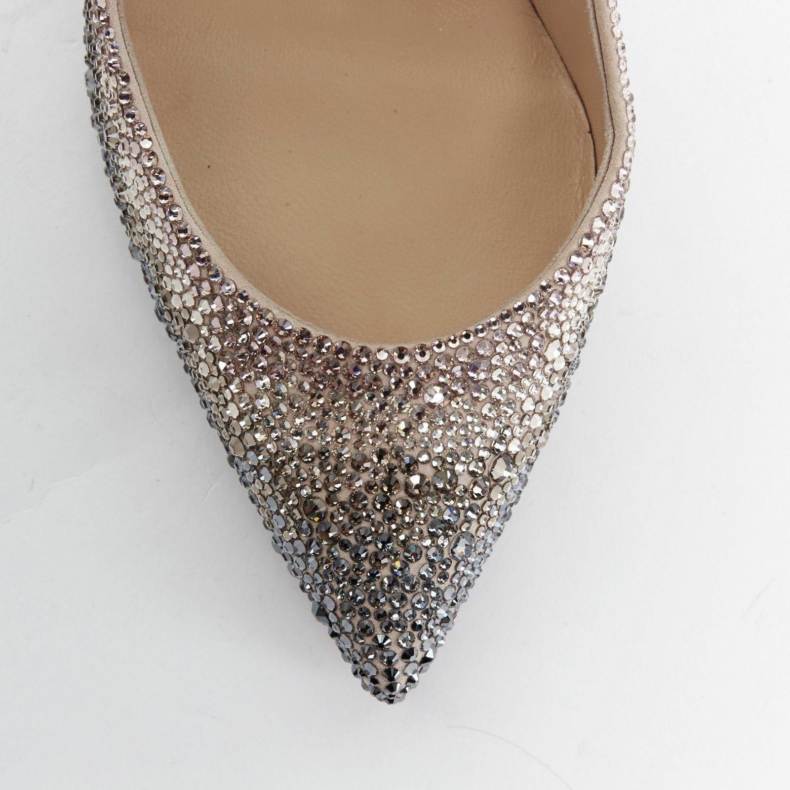 new CHRISTIAN LOUBOUTIN Pigalles Follies Strass Degrade pink grey crystal EU38.5 In New Condition In Hong Kong, NT