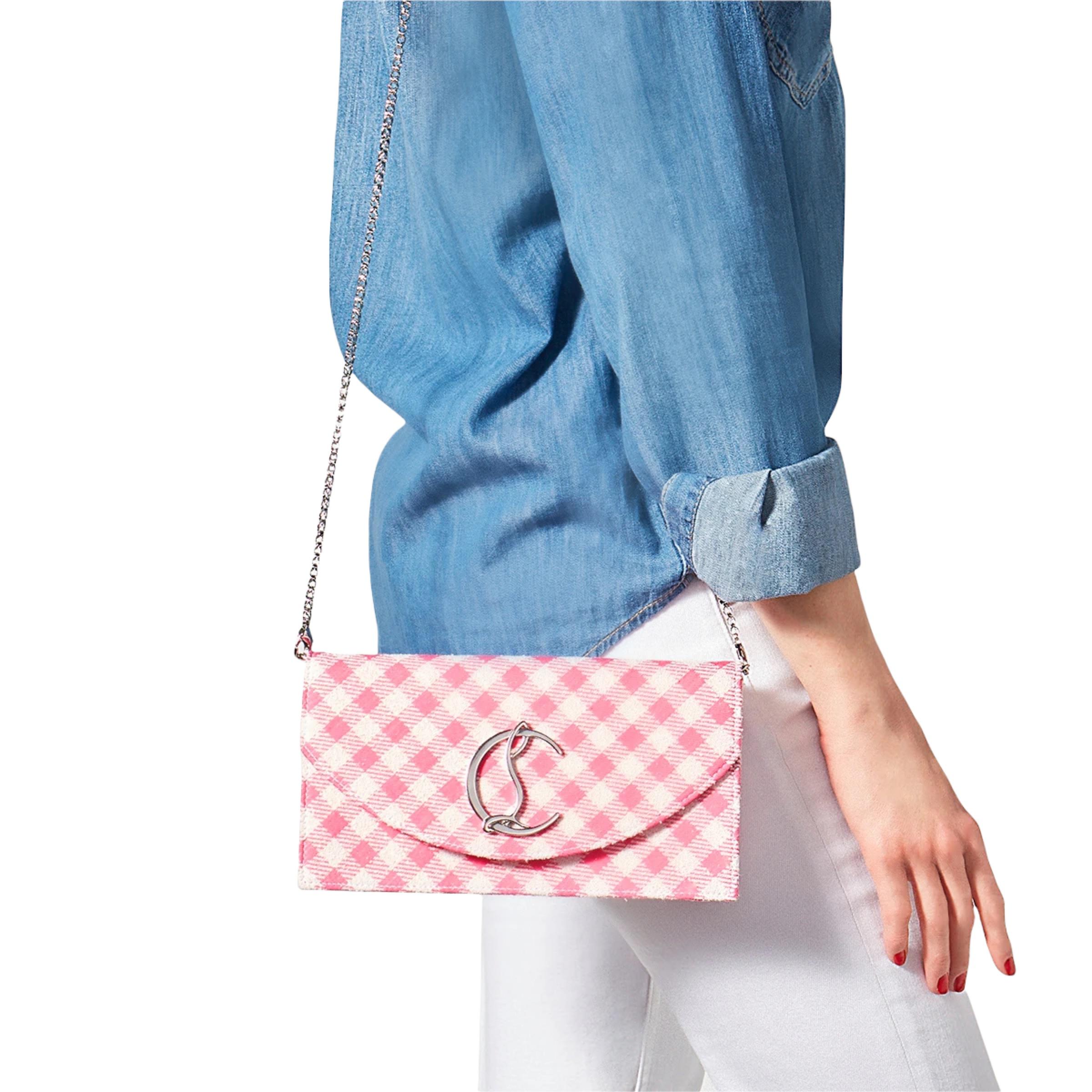 NEW  Christian Louboutin Pink Vichy Canvas Crossbody Shoulder Bag For Sale 7
