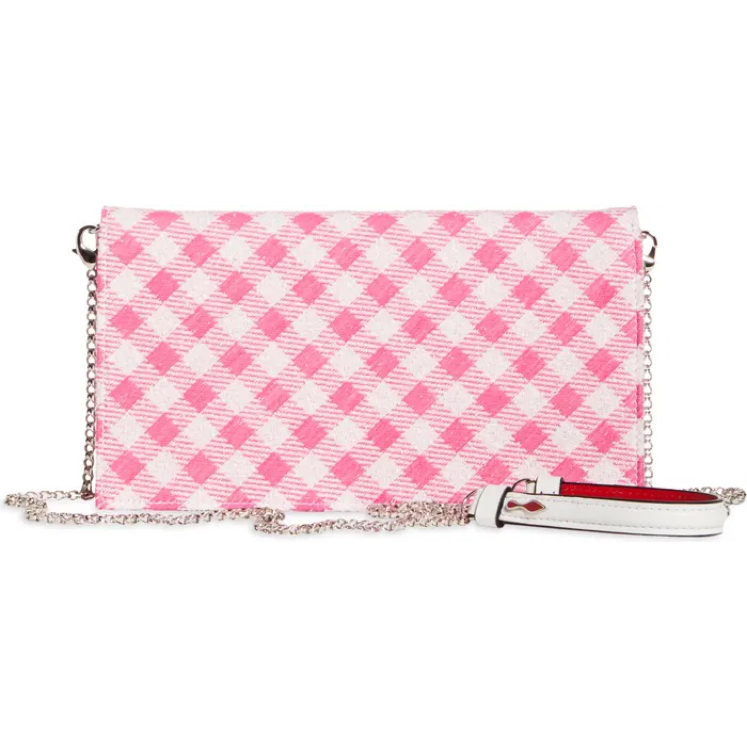 NEW  Christian Louboutin Pink Vichy Canvas Crossbody Shoulder Bag For Sale 1