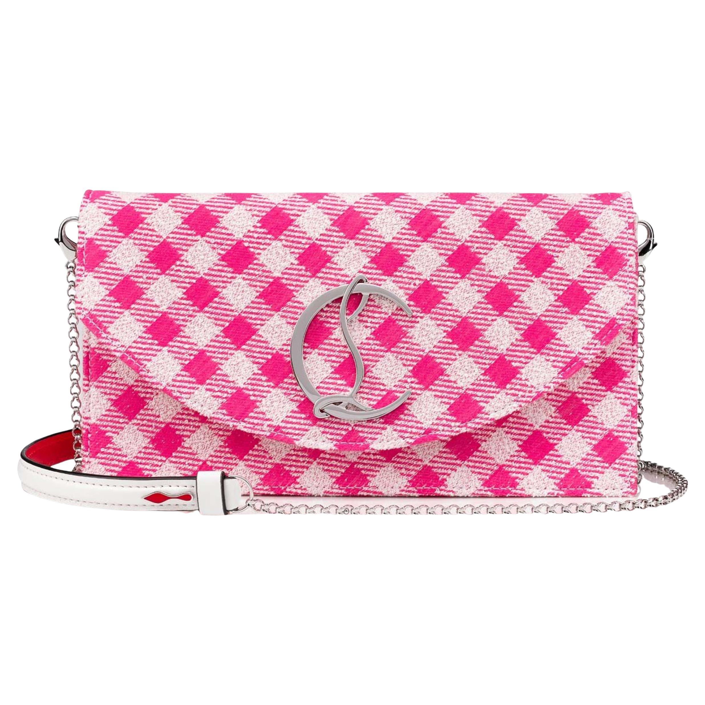 NEW  Christian Louboutin Pink Vichy Canvas Crossbody Shoulder Bag For Sale