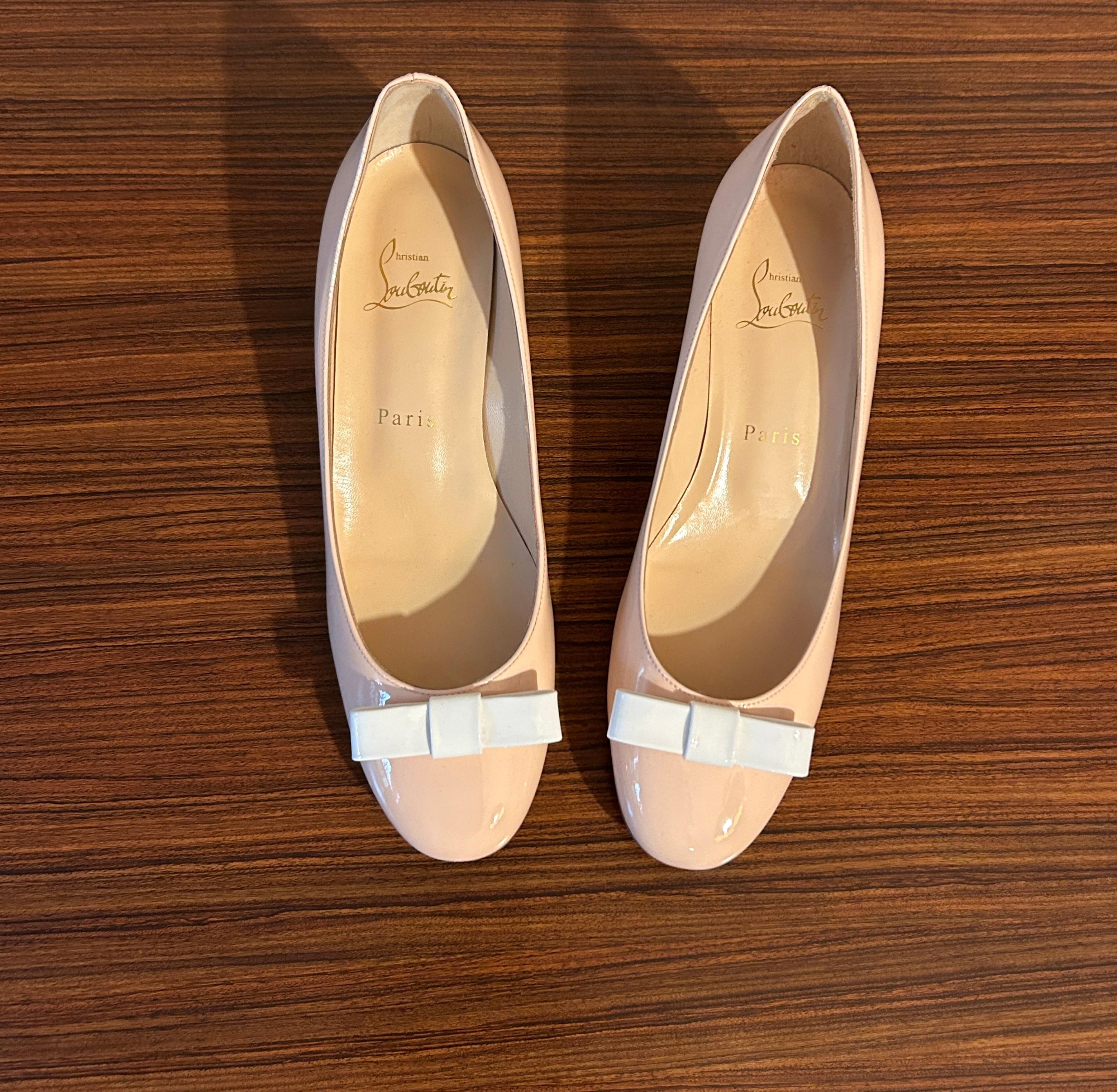 Beige New Christian Louboutin Pink Zerlisixty Pump with Gold & Clear Heel For Sale