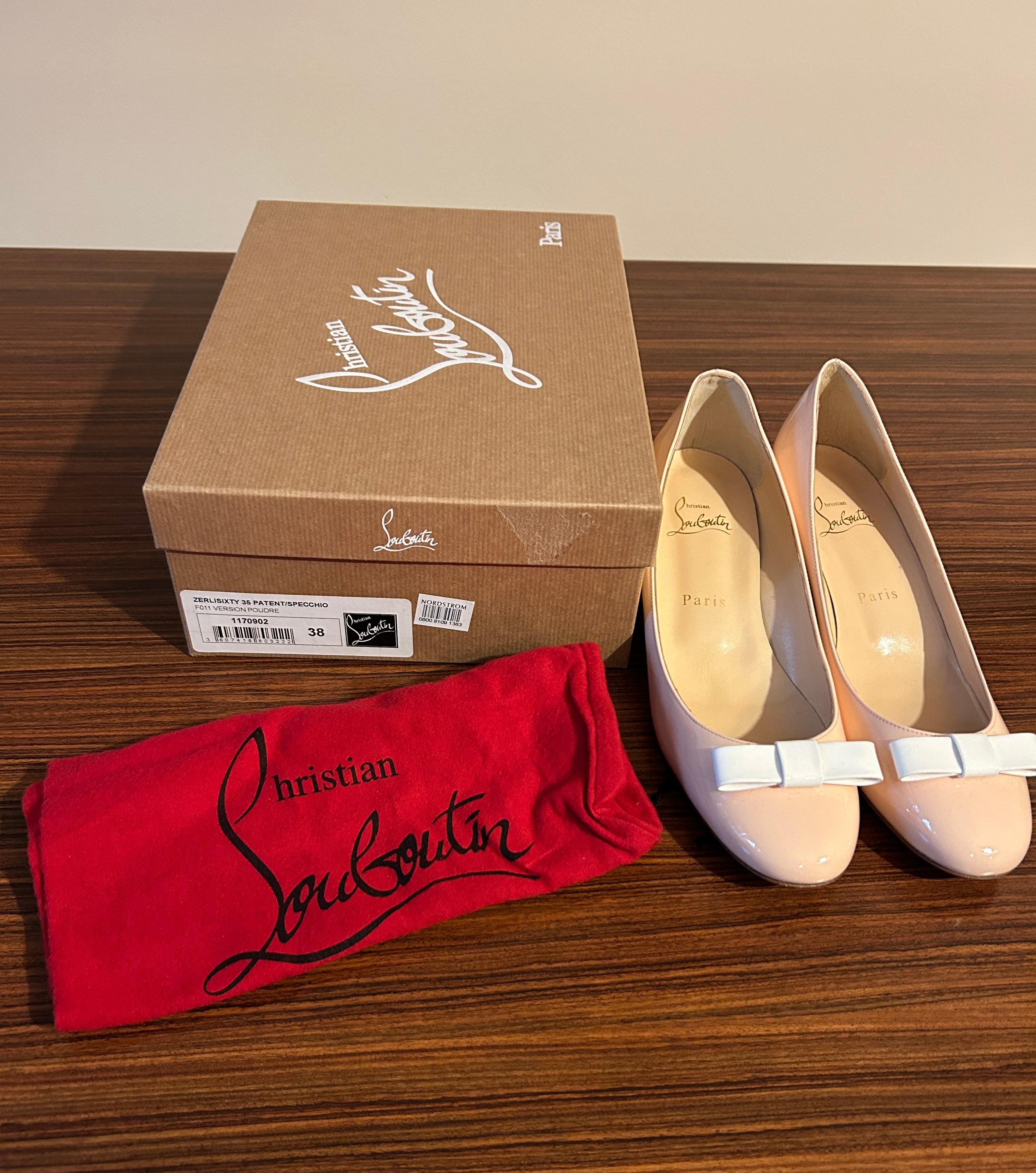 New Christian Louboutin Pink Zerlisixty Pump with Gold & Clear Heel For Sale 2