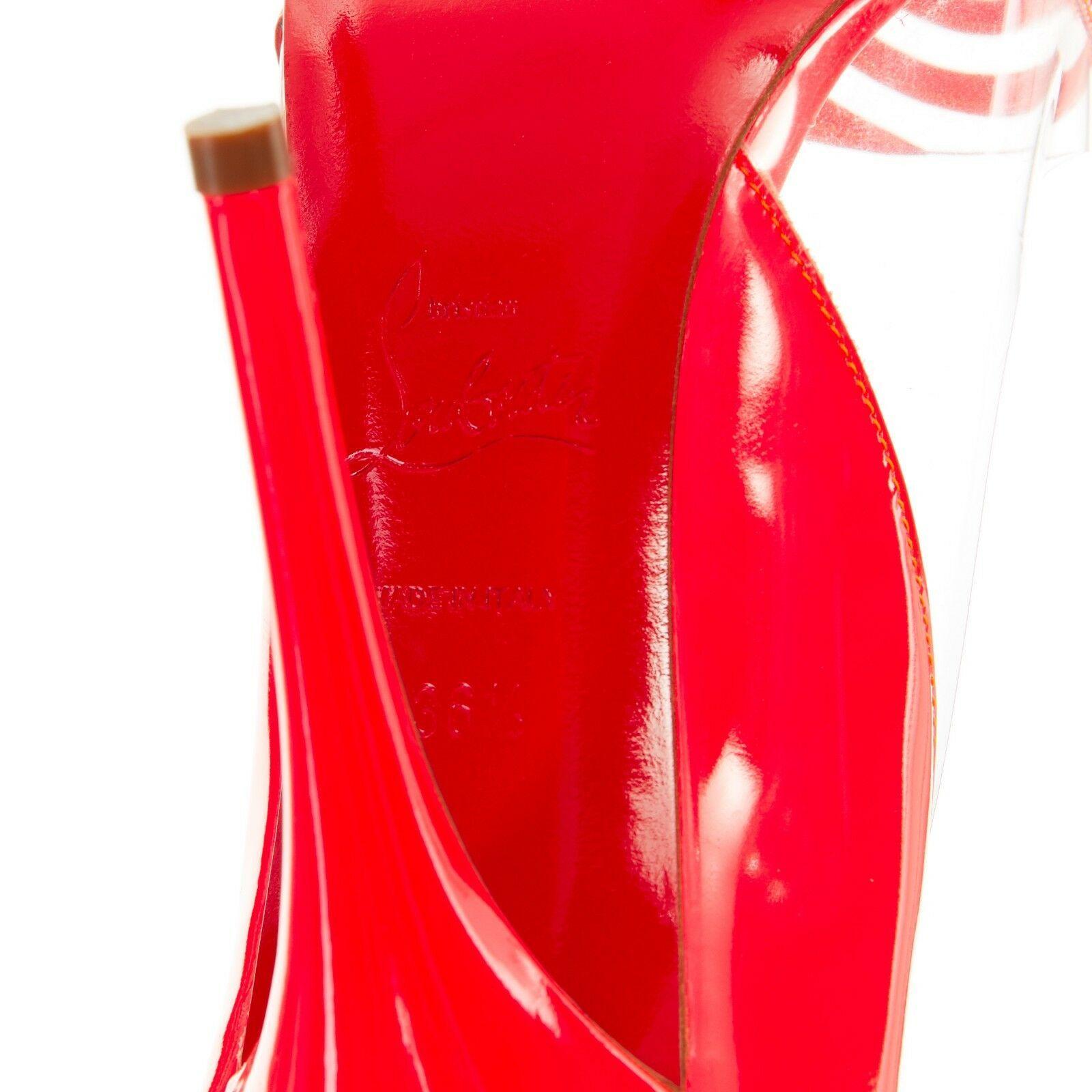 new CHRISTIAN LOUBOUTIN Pivichic 100 neon pink patent PVC stripe pump EU36.5 6
