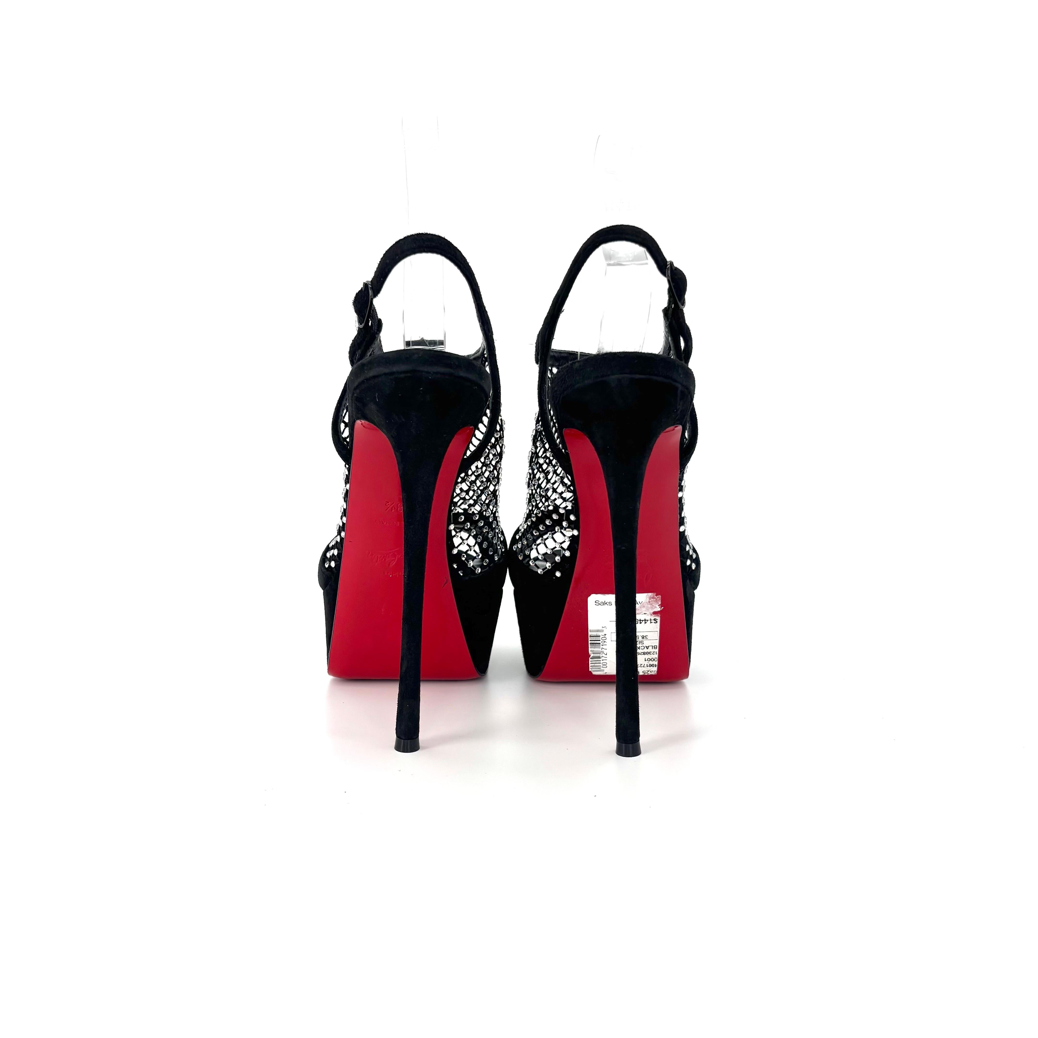 NEW Christian Louboutin Plougesta Alta Strass Embellished Platform Sandals 38.5 in vendita 1