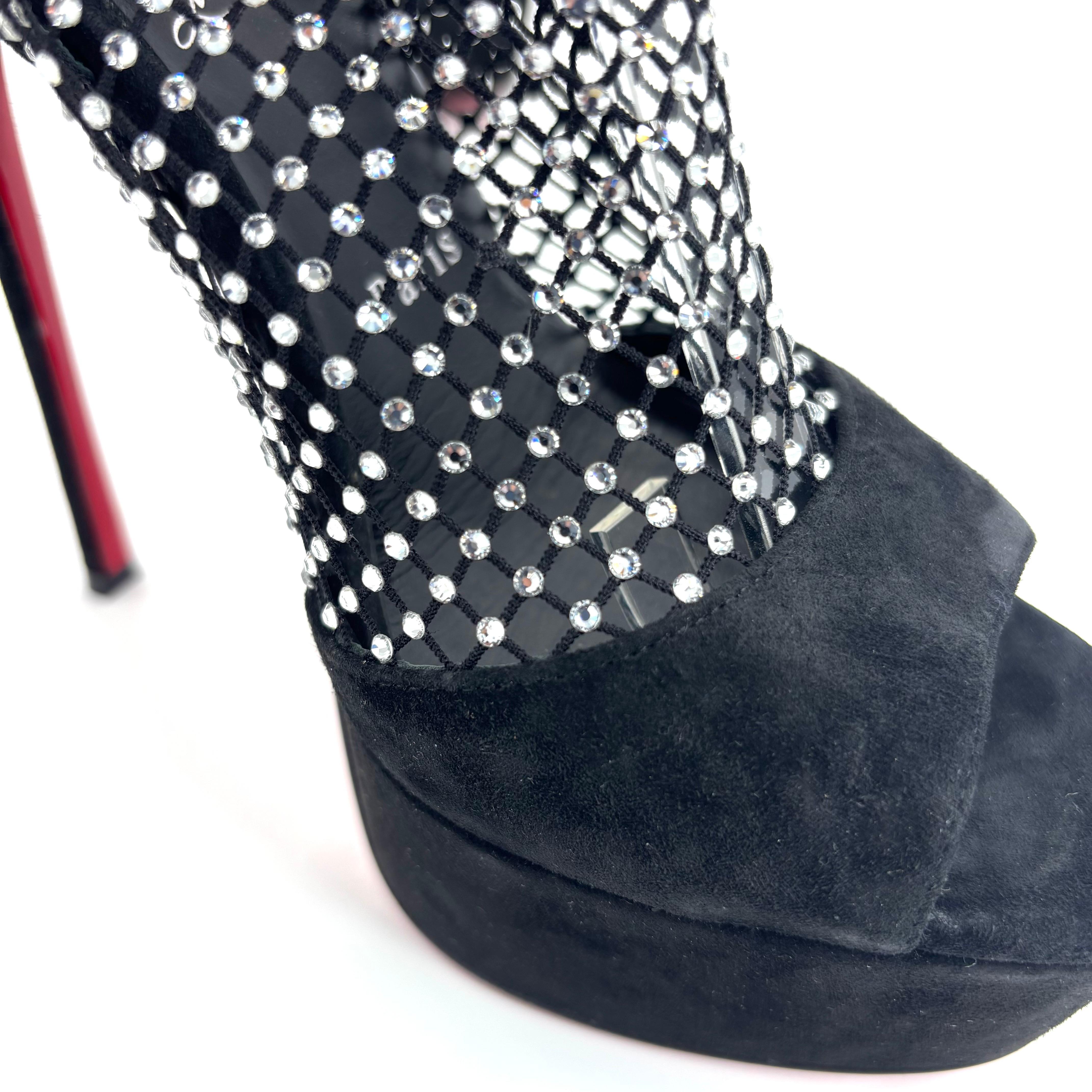 NEW Christian Louboutin Plougesta Alta Strass Embellished Platform Sandals 38.5 in vendita 2