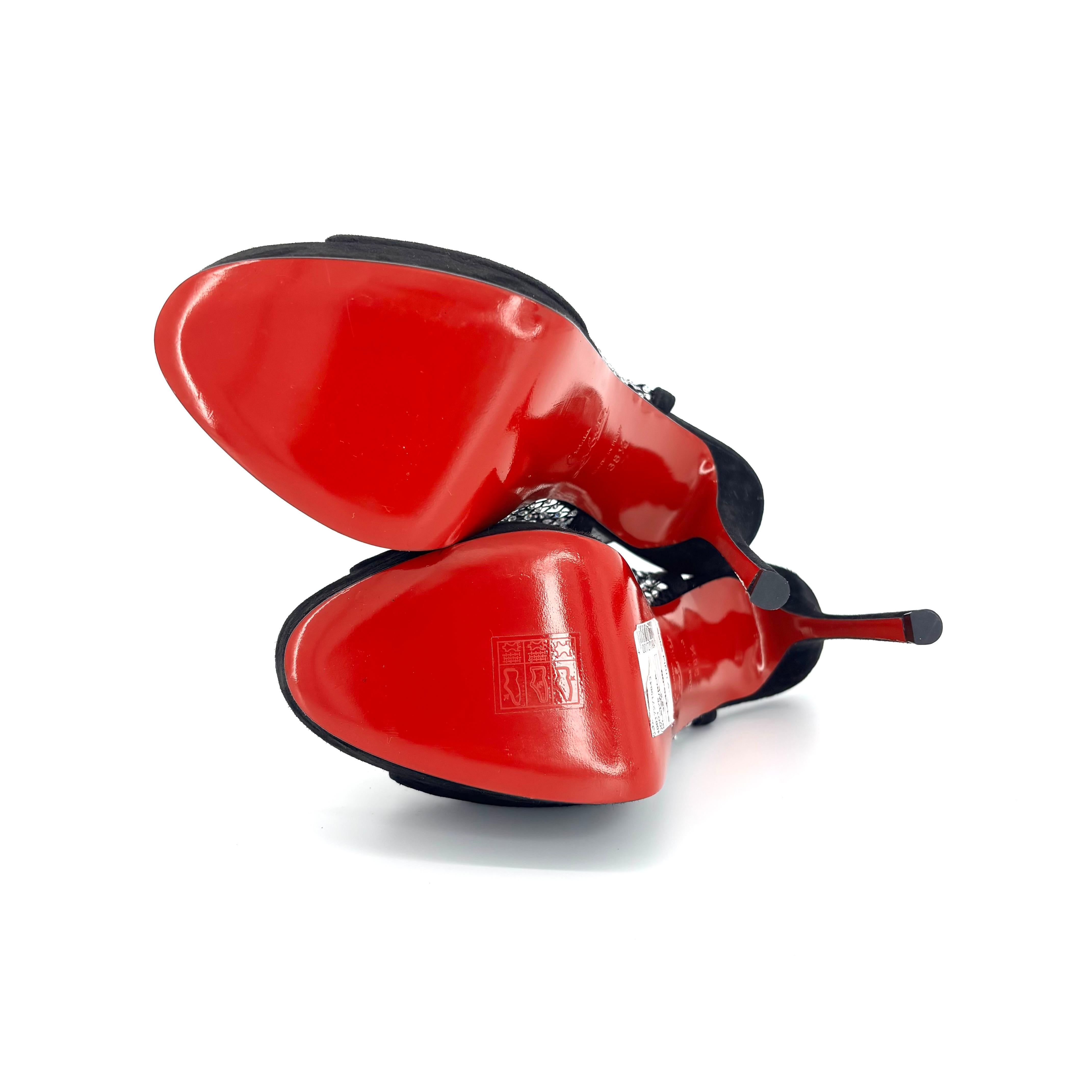 NEW Christian Louboutin Plougesta Alta Strass Embellished Platform Sandals 38.5 in vendita 3