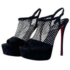 NEW Christian Louboutin Plougesta Alta Strass Embellished Platform Sandals 38.5