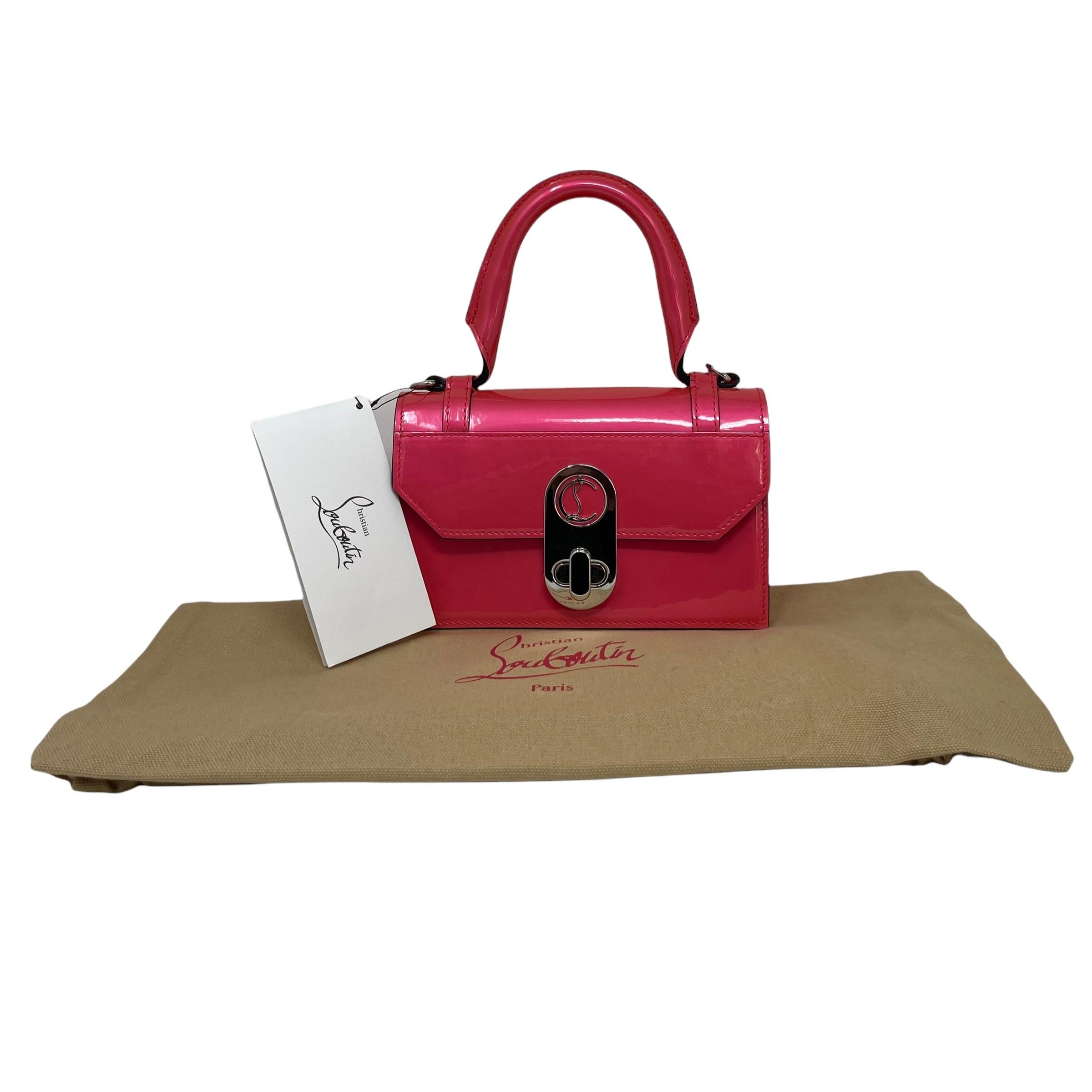 NEU Christian Louboutin Rote Elisa Lack Mini Top Handle Crossbody Umhängetasche im Angebot 6