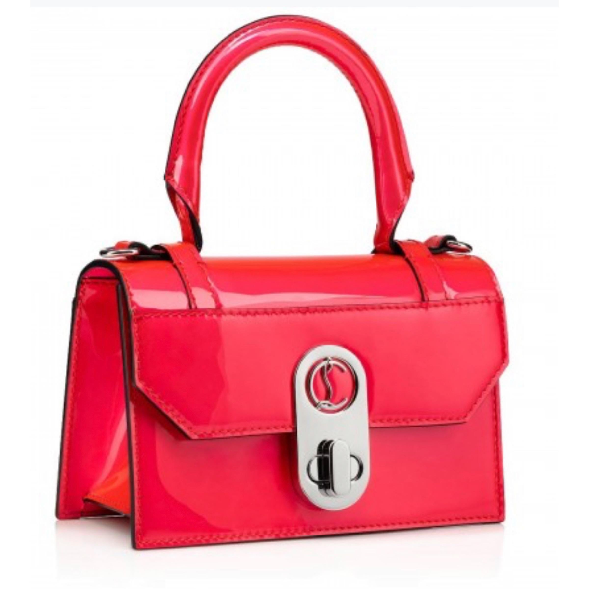 NEU Christian Louboutin Rote Elisa Lack Mini Top Handle Crossbody Umhängetasche im Zustand „Neu“ im Angebot in San Marcos, CA