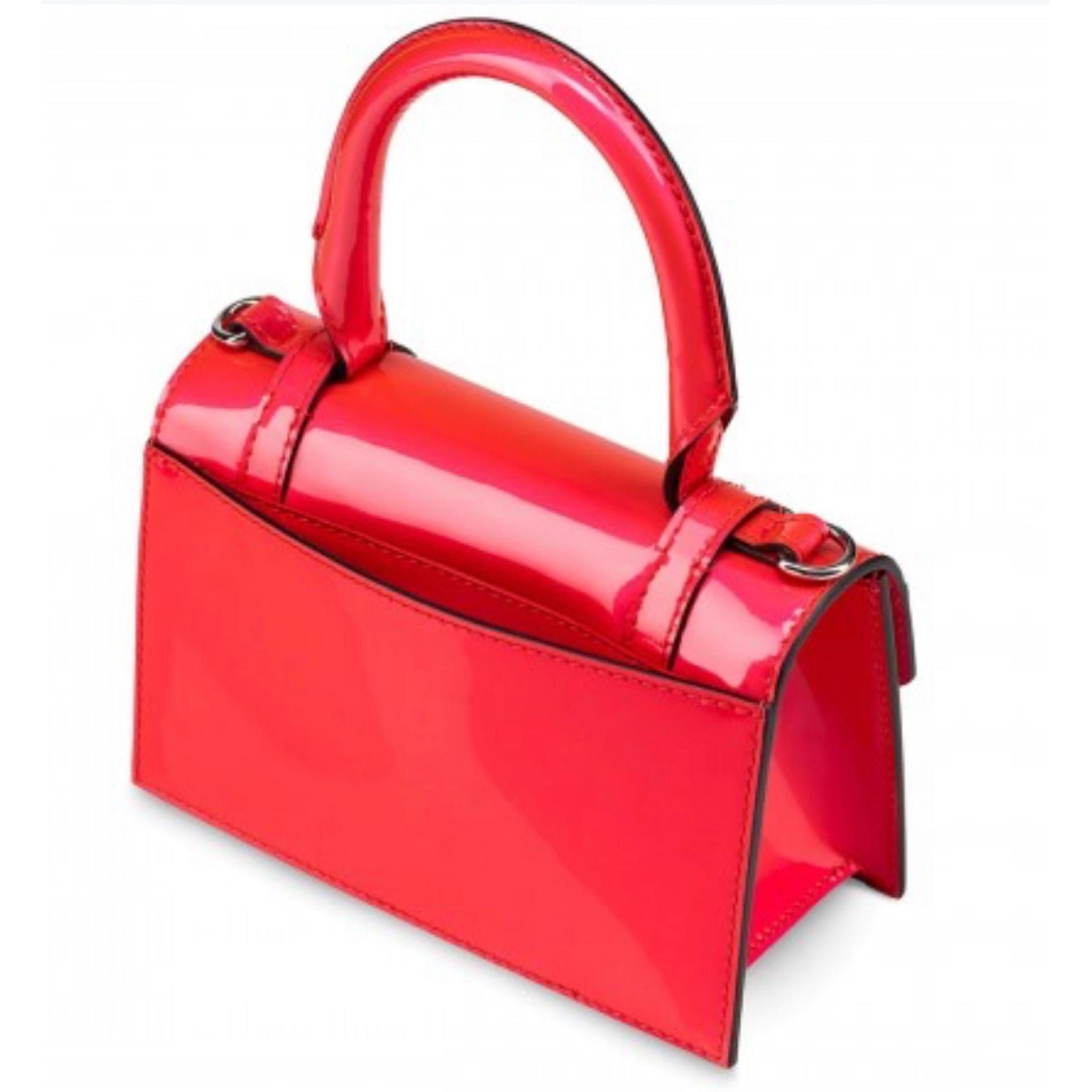 NEU Christian Louboutin Rote Elisa Lack Mini Top Handle Crossbody Umhängetasche Damen im Angebot