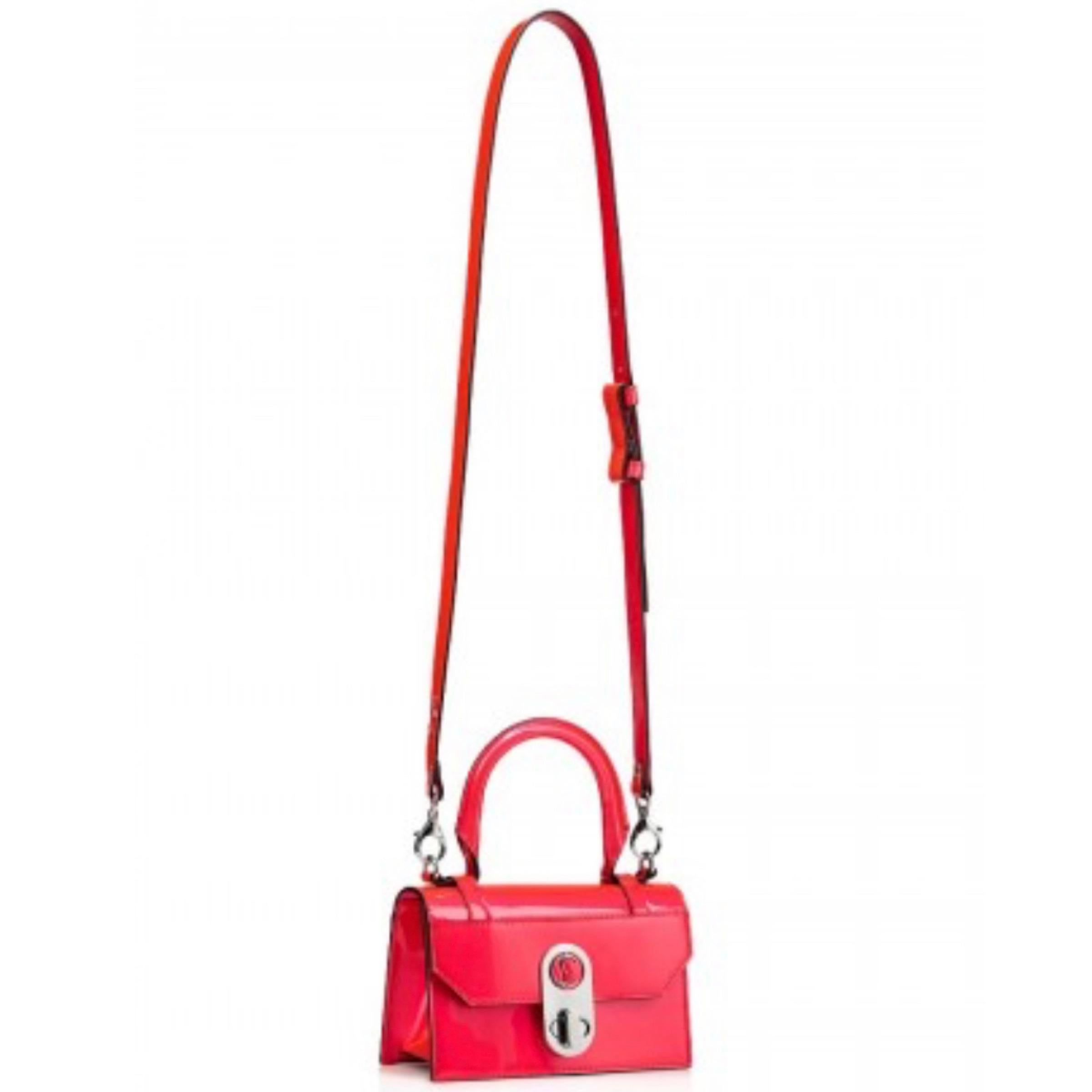 NEU Christian Louboutin Rote Elisa Lack Mini Top Handle Crossbody Umhängetasche im Angebot 1