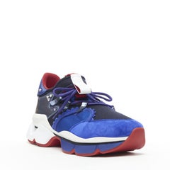 new CHRISTIAN LOUBOUTIN Red Runner blue suede low top sneakers EU43.5