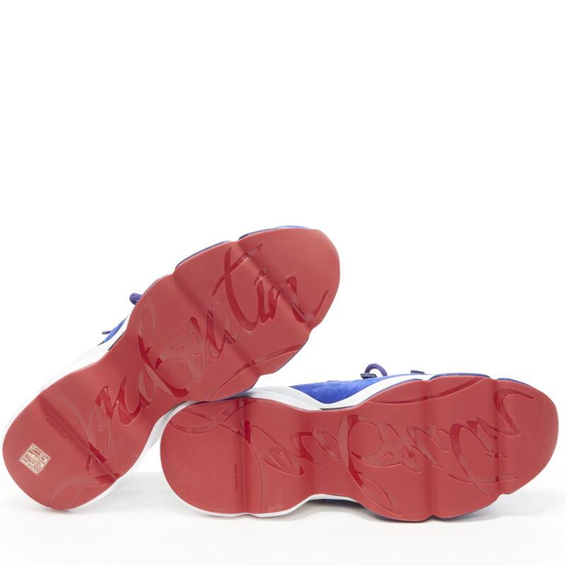 nuevo CHRISTIAN LOUBOUTIN Red Runner zapatillas bajas de ante azul EU43.5 1