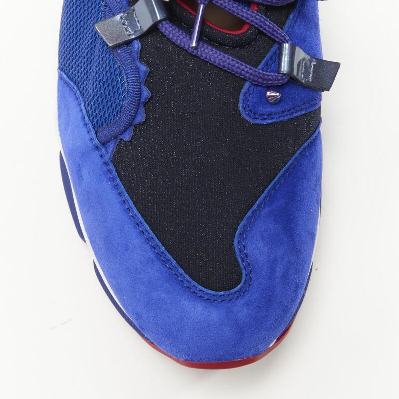 new CHRISTIAN LOUBOUTIN Red Runner blue suede low top sneakers EU43.5 In New Condition In Hong Kong, NT