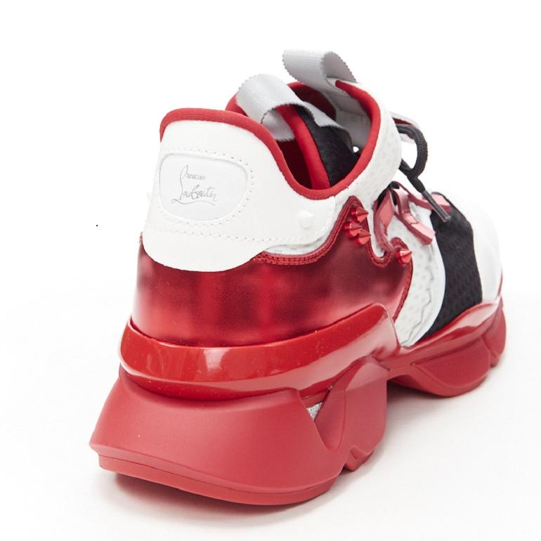 new CHRISTIAN LOUBOUTIN Red Runner white leather mesh chunky sole sneaker EU43 2