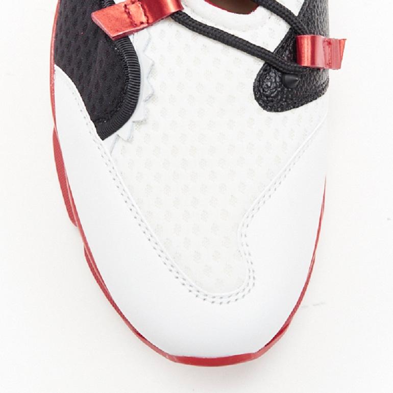 new CHRISTIAN LOUBOUTIN Red Runner white leather mesh chunky sole sneaker EU43 In New Condition In Hong Kong, NT