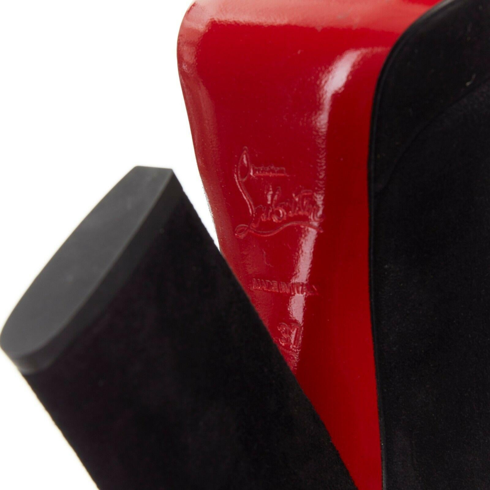 new CHRISTIAN LOUBOUTIN Roche Mule 120 black suede open toe chunky heels EU37 3