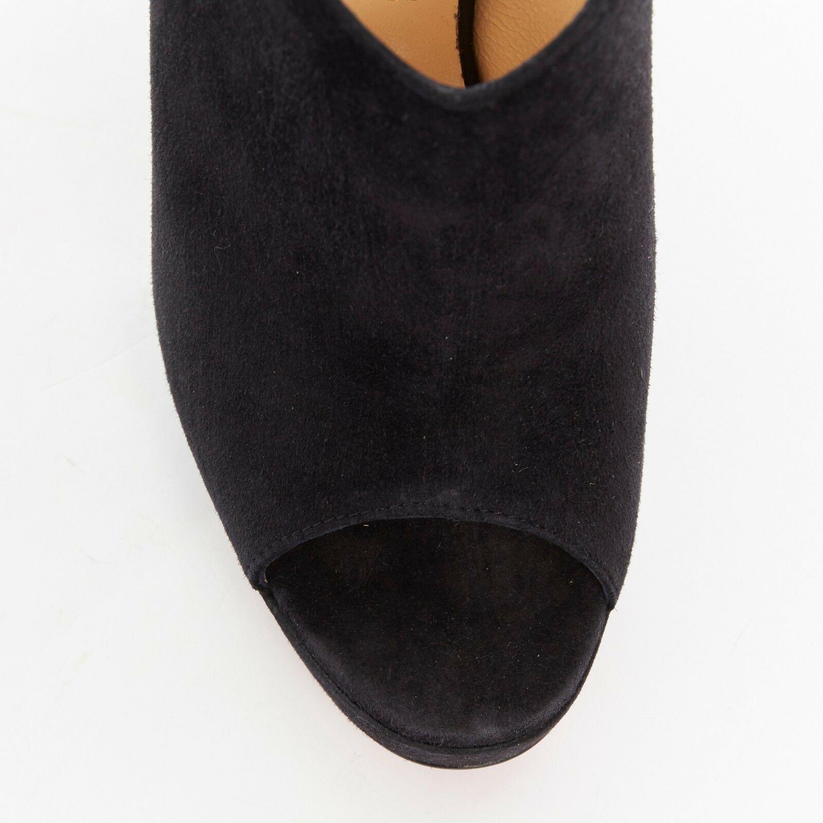 new CHRISTIAN LOUBOUTIN Roche Mule 120 black suede open toe chunky heels EU37 In Good Condition In Hong Kong, NT