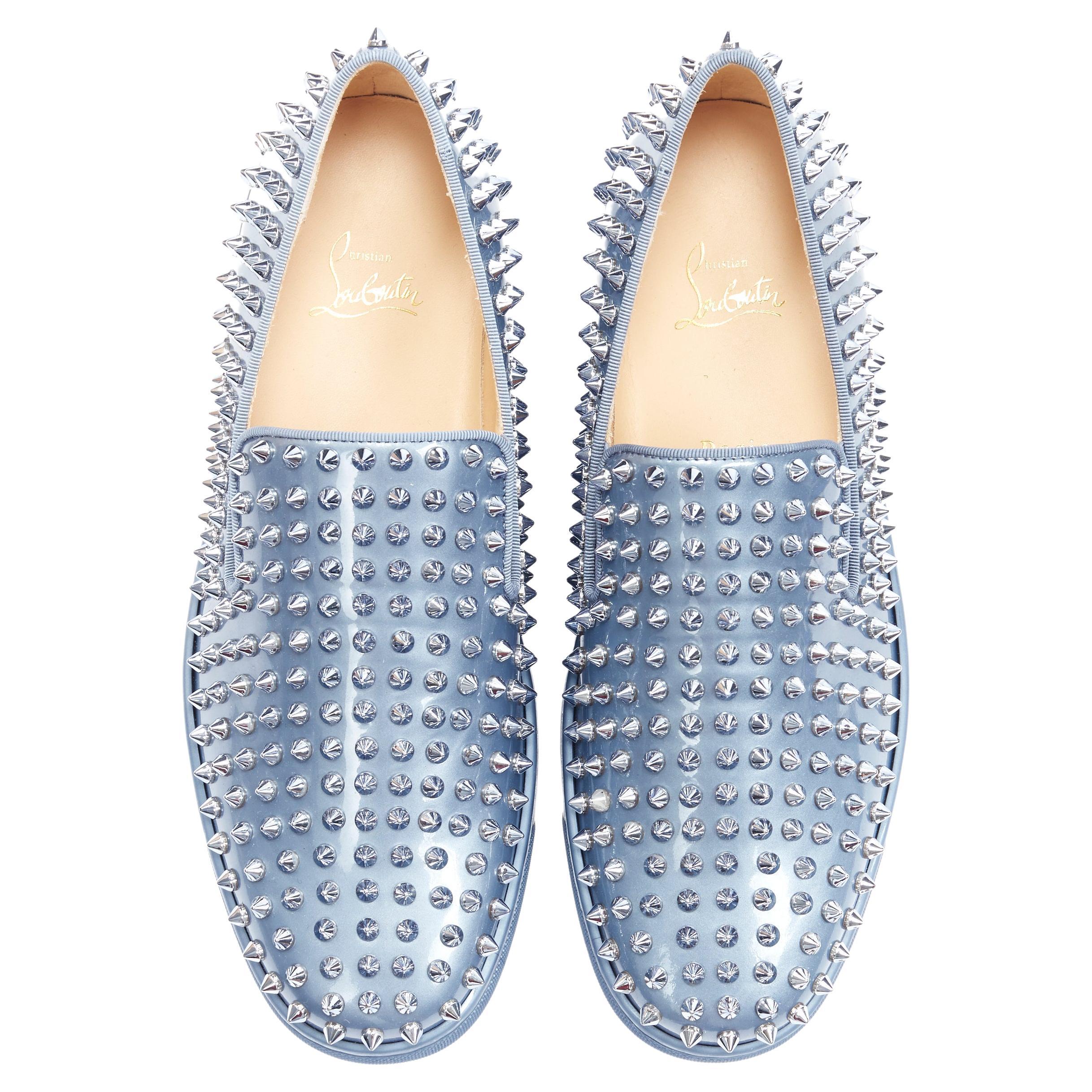 new CHRISTIAN LOUBOUTIN Roller Boat light blue patent spike stud sneaker EU41.5 
Reference: TGAS/B01272 
Brand: Christian Louboutin 
Designer: Christian Louboutin 
Model: Roller Boat 
Material: Patent Leather
Color: Blue 
Pattern: Solid 
Extra