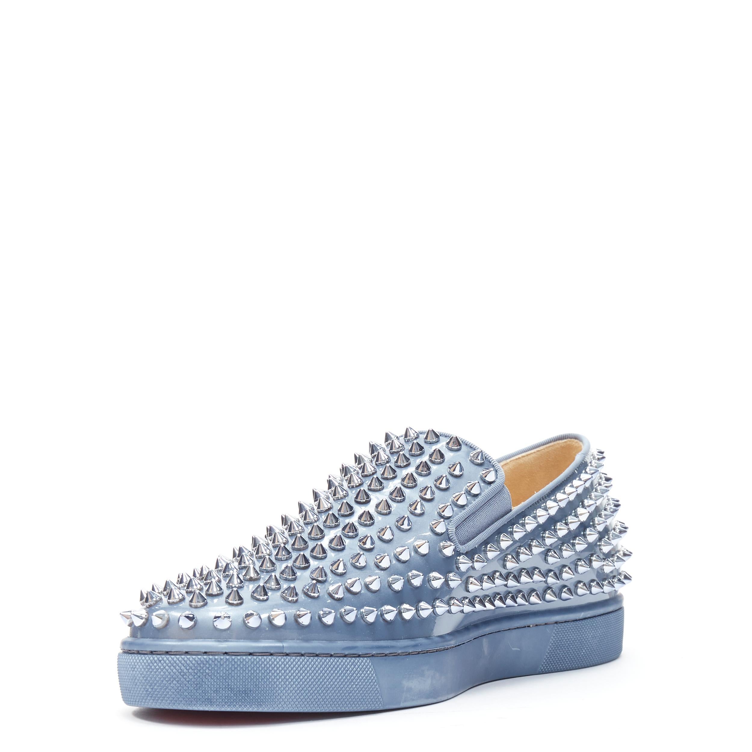 blue and white christian louboutin sneakers