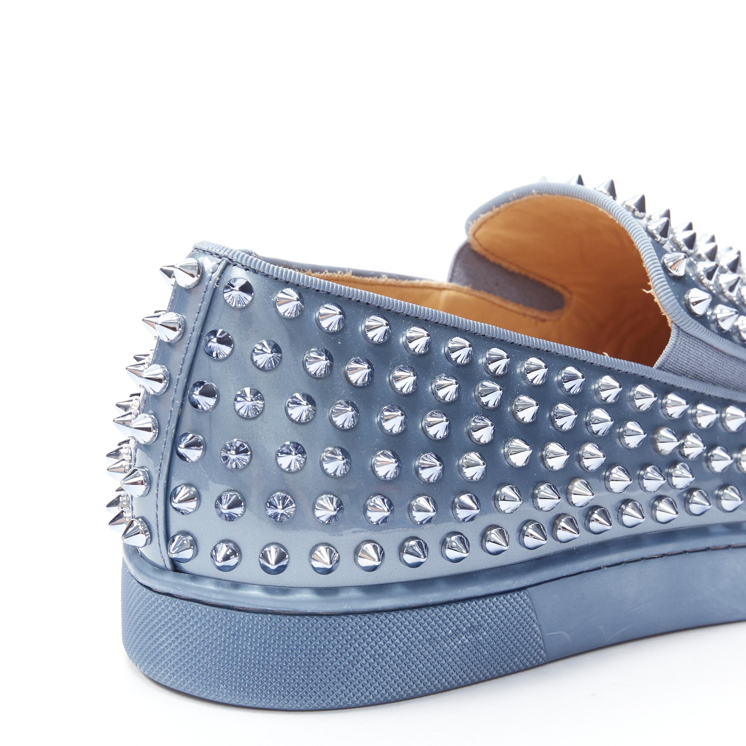 new CHRISTIAN LOUBOUTIN Roller Boat light blue patent spike stud sneaker EU41.5 1