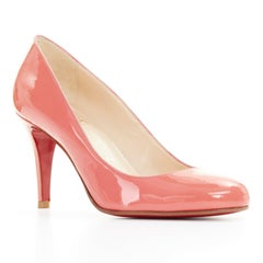 new CHRISTIAN LOUBOUTIN Ron Ron 85 pink patent round toe high heel pump EU35.5