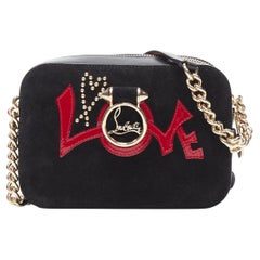 new CHRISTIAN LOUBOUTIN Rubylou Mini black Love Graffiti crossbody camera bag