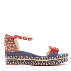 new CHRISTIAN LOUBOUTIN S Padrilla 60 crystal gold stud espadrille sandal EU39