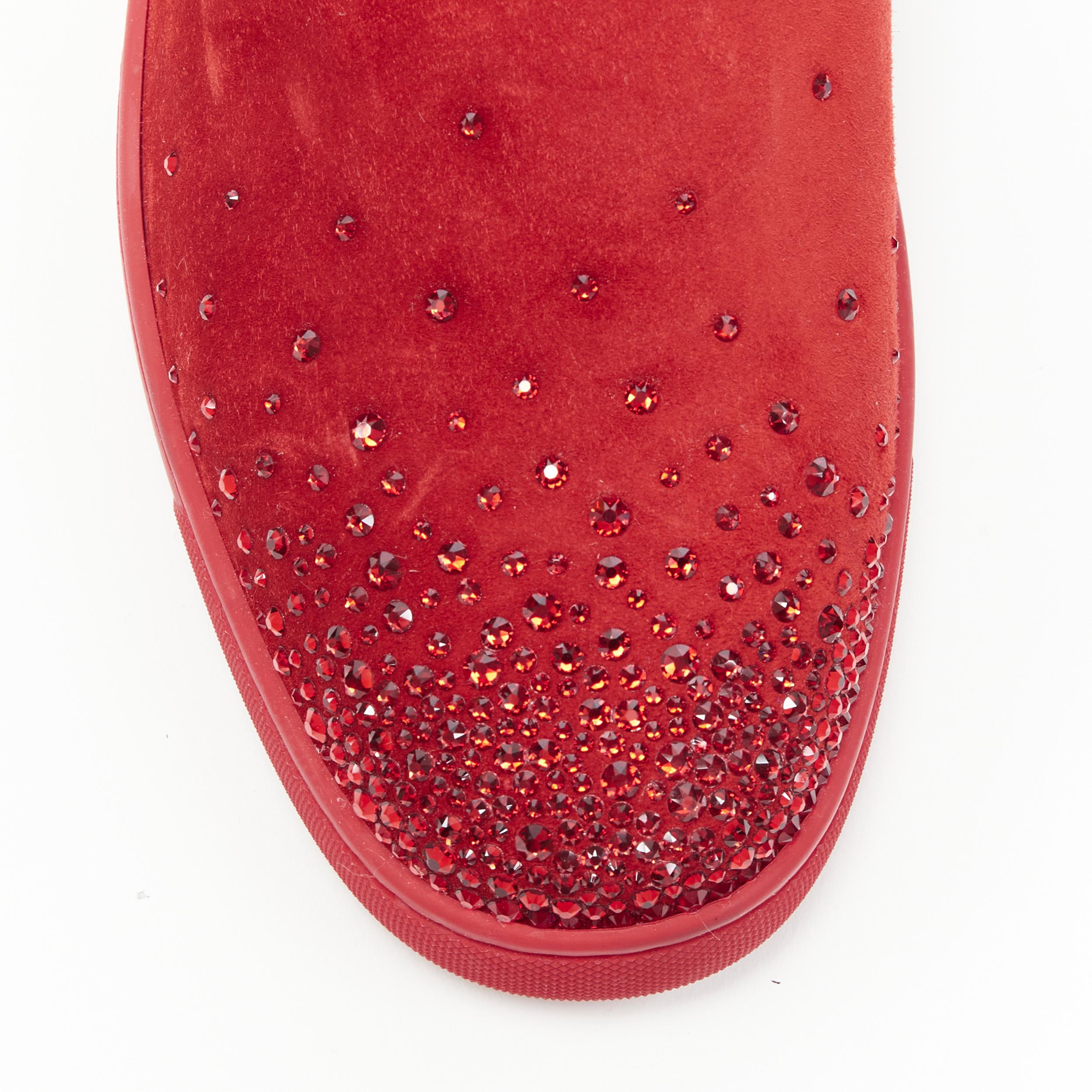Men's new CHRISTIAN LOUBOUTIN Sailor Boat red suede degrade strass low sneaker EU42 For Sale