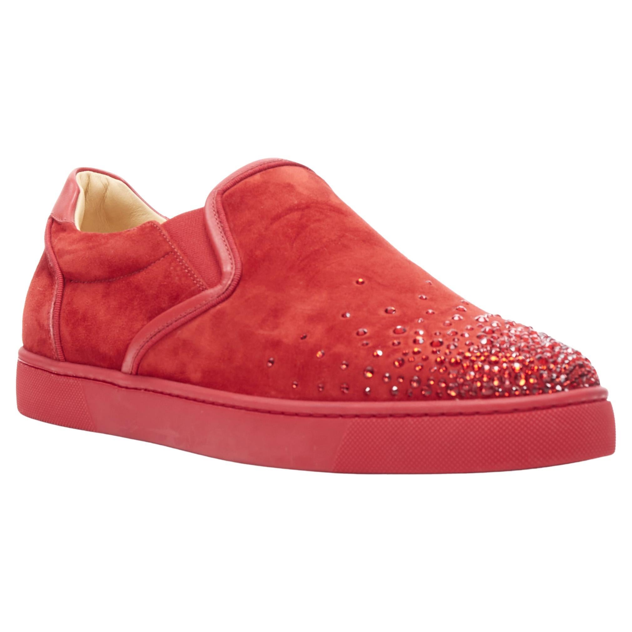 new CHRISTIAN LOUBOUTIN Sailor Boat red suede degrade strass low sneaker EU42