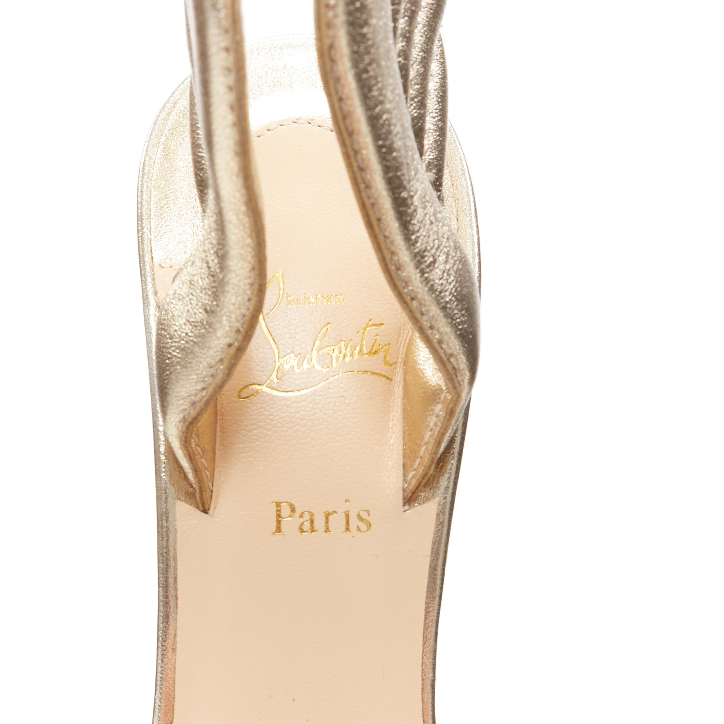 nuevo CHRISTIAN LOUBOUTIN Samotresse 100 sandalias de alas laminadas de napa dorada EU38 6