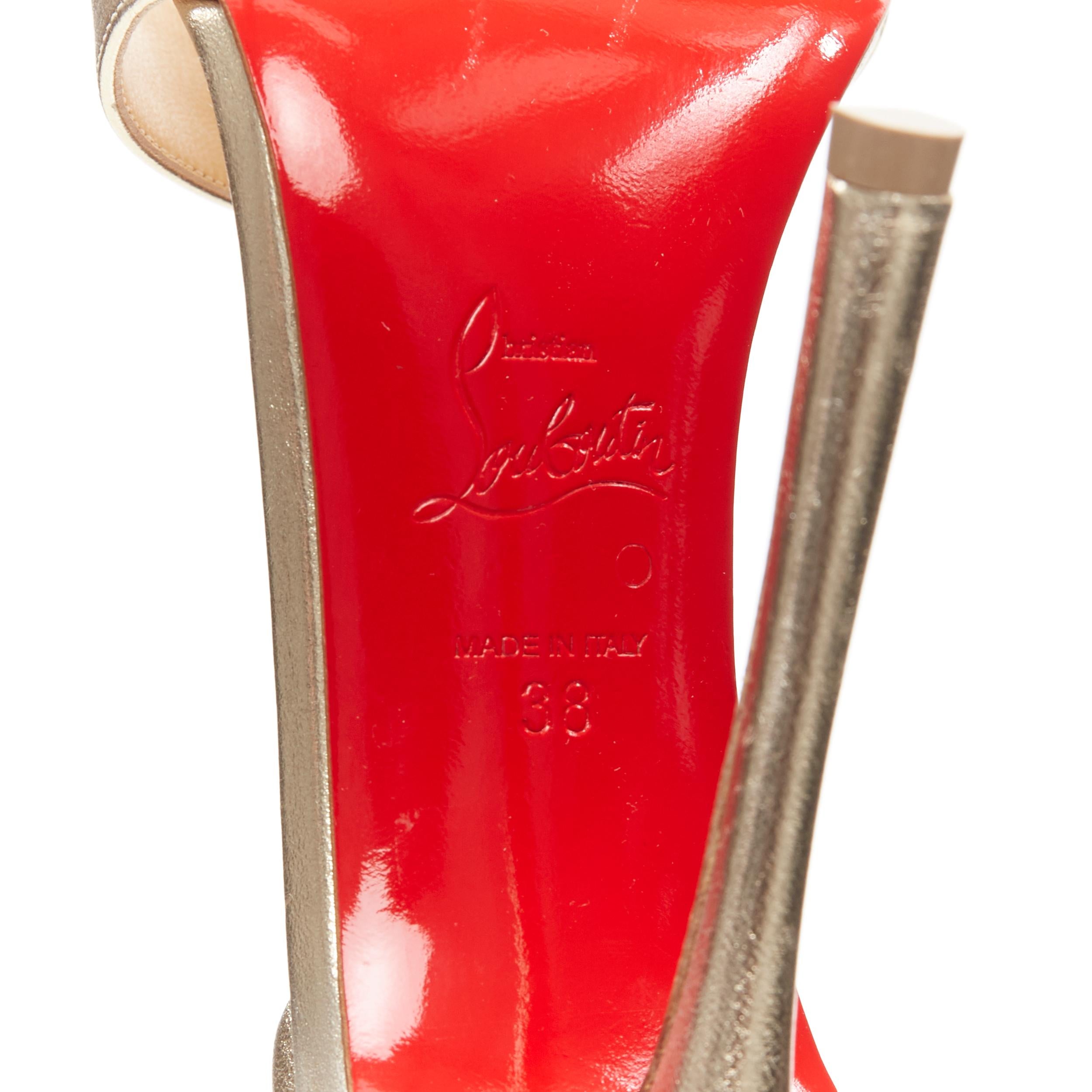 nuevo CHRISTIAN LOUBOUTIN Samotresse 100 sandalias de alas laminadas de napa dorada EU38 7