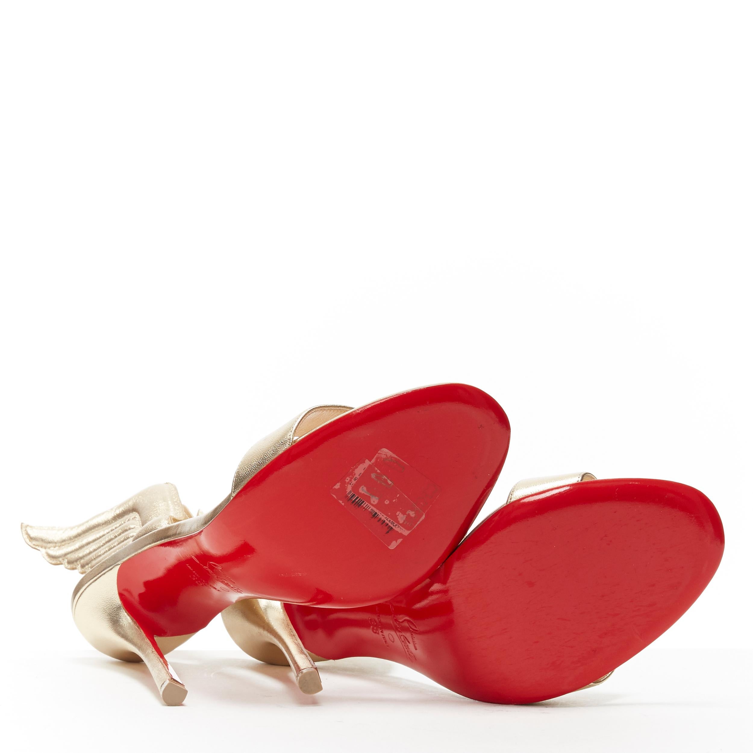 nuevo CHRISTIAN LOUBOUTIN Samotresse 100 sandalias de alas laminadas de napa dorada EU38 1