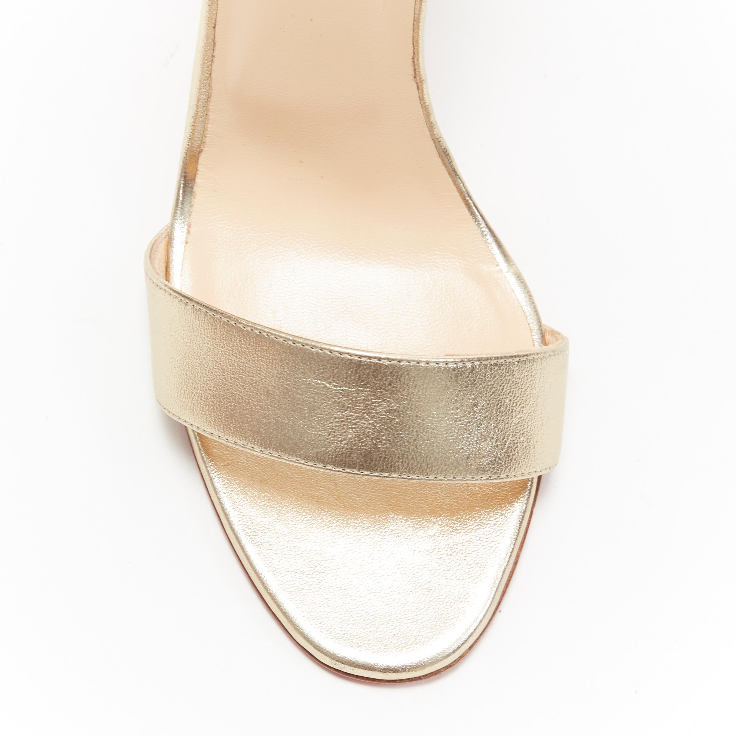 nuevo CHRISTIAN LOUBOUTIN Samotresse 100 sandalias de alas laminadas de napa dorada EU38 2