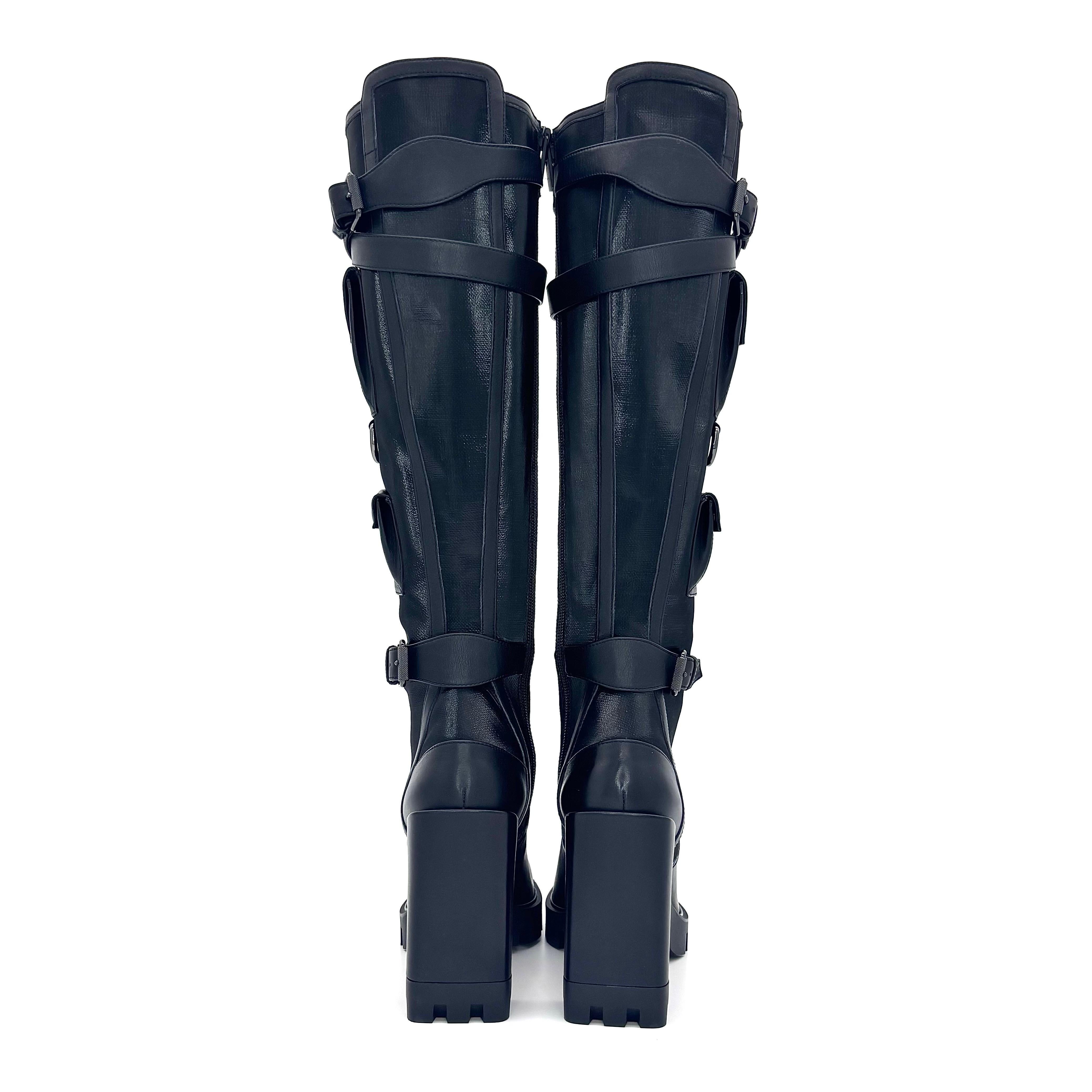 NEW Christian Louboutin Sand And Glory 100 Knee High Lug Platform Boots 39.5 In Excellent Condition In Mechanicsville, VA