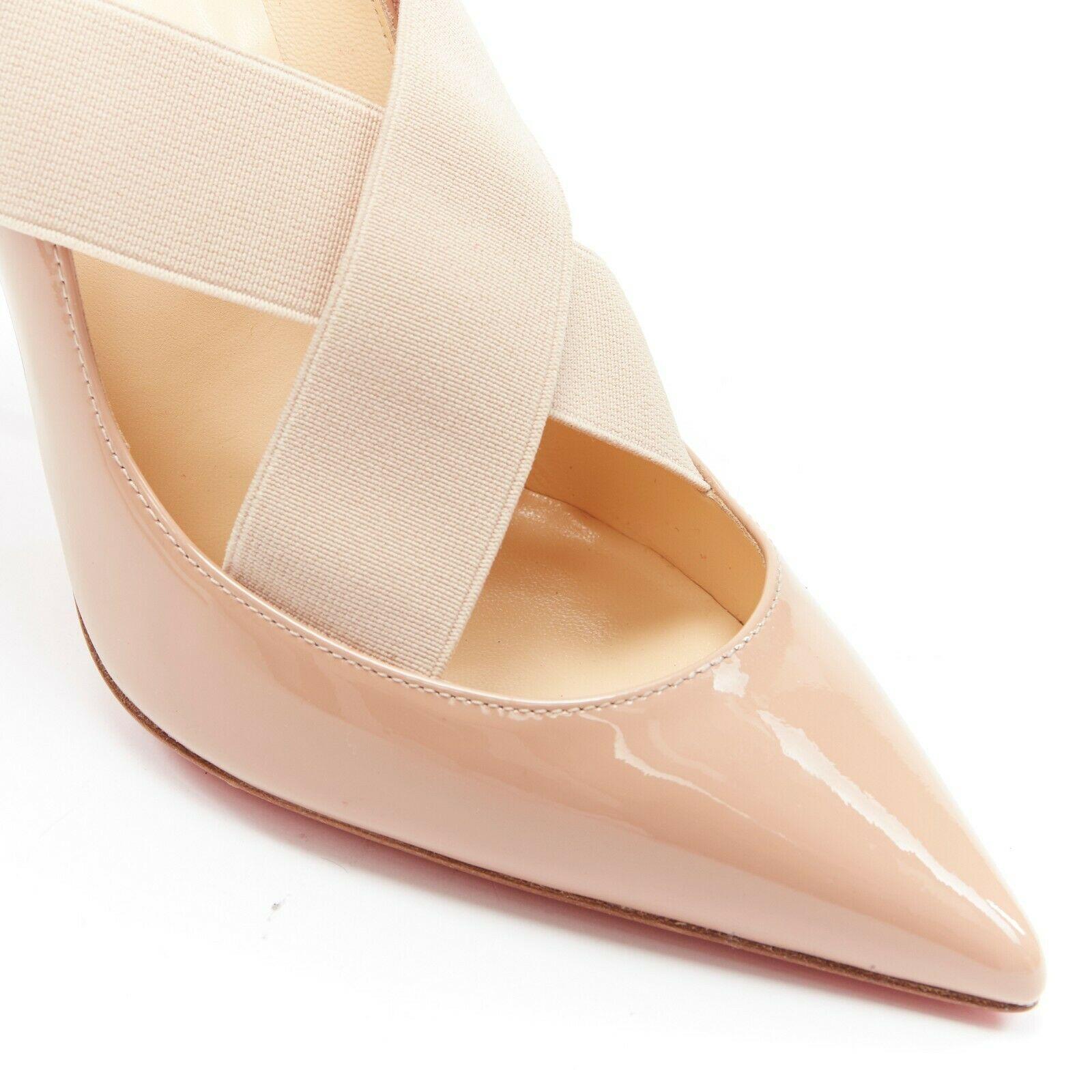 new CHRISTIAN LOUBOUTIN Sharpstagram 100 nude cross strap pointy pigalle EU36 1