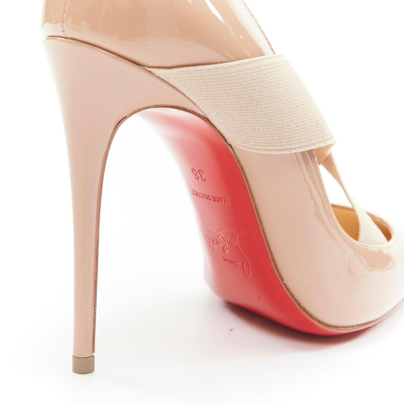 new CHRISTIAN LOUBOUTIN Sharpstagram 100 nude cross strap pointy pigalle EU36 2